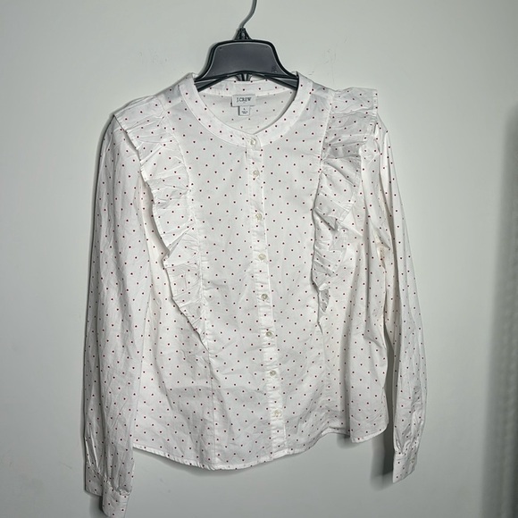 Ladies J CREW BLOUSE WITH HEARTS - Picture 3 of 7